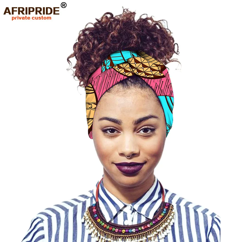 africa ankara печатная эластичная повязка для женщин AFRIPRIDE bazin richi Женская повязка на голову из хлопка Повседневный модный стиль A19H001 - Цвет: 313X