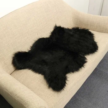 

Charcoal Grey Wool Shaggy Carpet Faux Fur Rug For Home Living Room And Mat Floor Nordic Bedroom Carpet 100*60cm