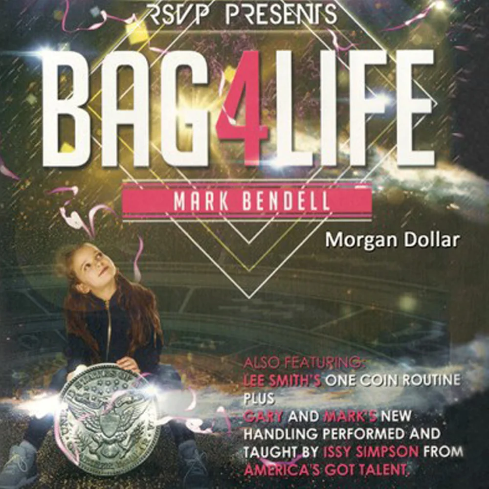 Bag4Life (1 Morgan Dollar and DVD) by Mark Bendell and Issy Simpson Magic Tricks Mentalism Illusion Gimmick Props Coin Magia