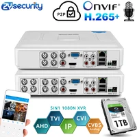 H.264 Onvif 4 canali 8Ch CCTV DVR ibrido 1080N 5IN1 registratore per telecamera AHD TVI CVI telecamera analogica Mini NVR per telecamera IP PTZ