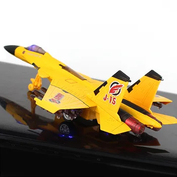 

22CM Creative Fighter Air force aircraft airplane J 15 Model Metallic Military collection With sound light Toys Gift