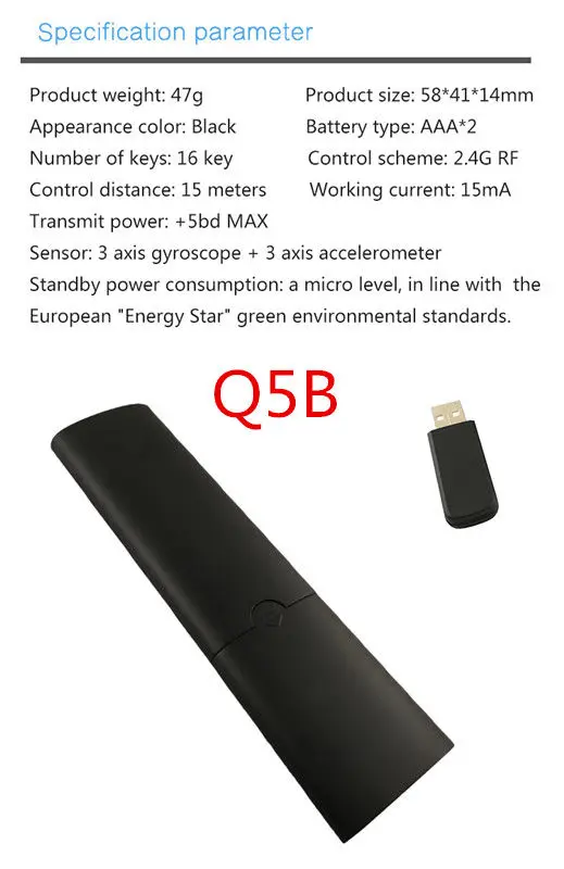 Q5 USB 2,4 ГГц wifi голосовое дистанционное управление воздушная мышь с usb-приемником для Smart tv