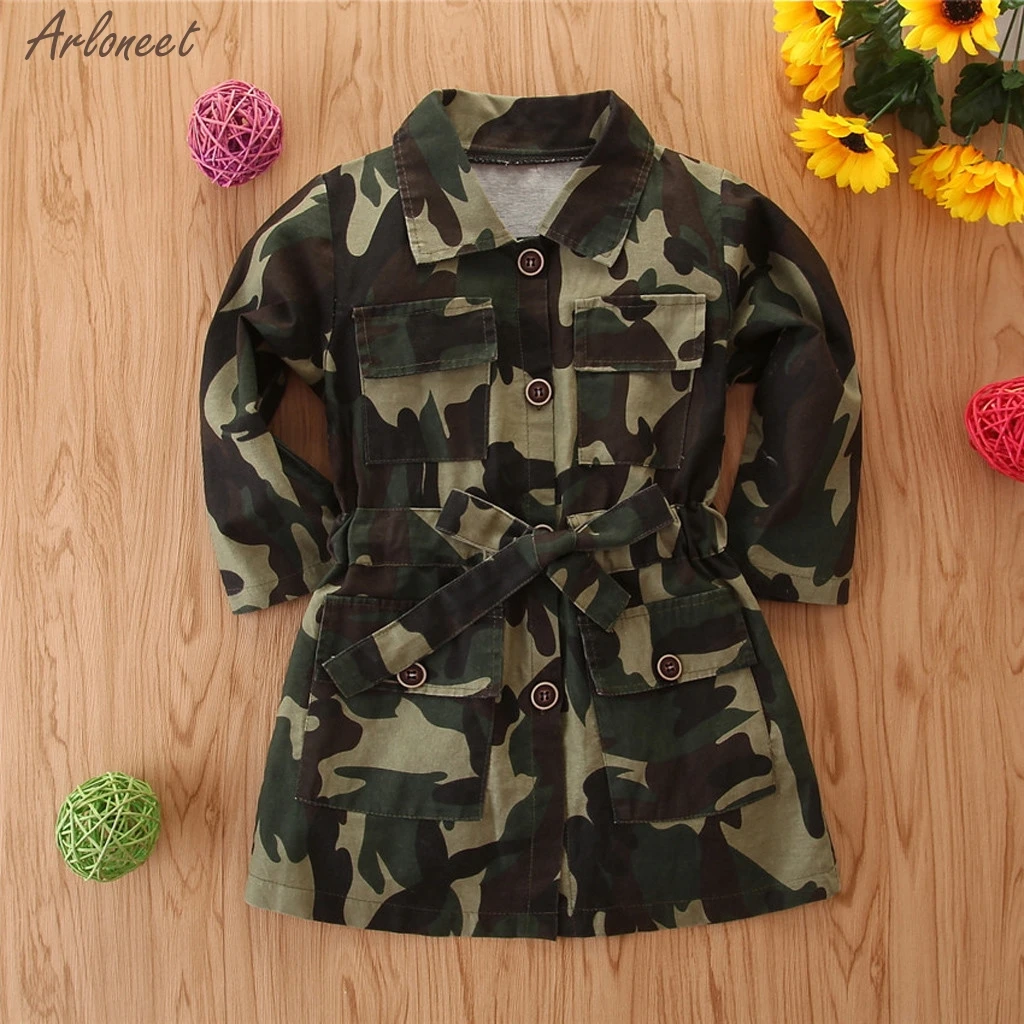 Toddler Kids Baby Girls Camouflage Sweatshirt Wind Coat Jacket Outwear Clothes Girls Kids Coats Infant Clothing New
