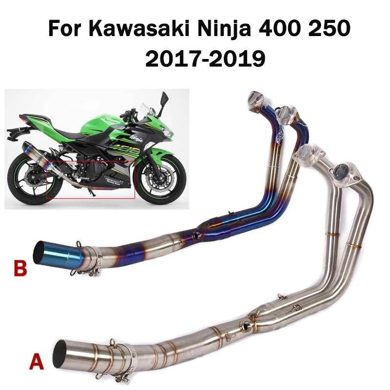 

Motorcycle Slip On Exhaust System Connecting Link Pipe Front Header Mid Section Tube For Kawasaki Ninja 400 250 2017 2018 2019