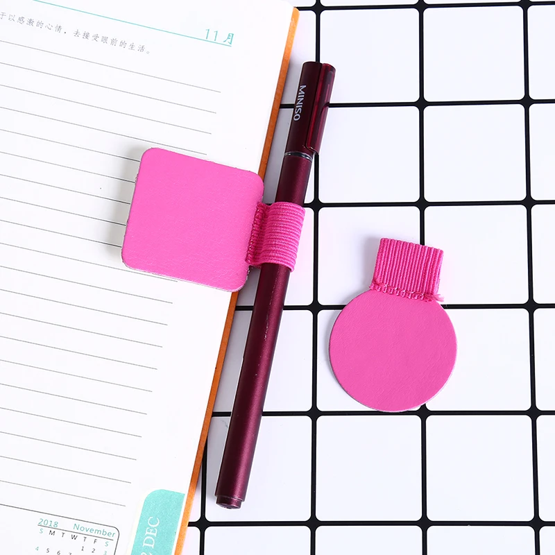 square rose Зажим для ручек из искусственной кожи, держатель для ручек, Классические офисные канцелярские принадлежности, школьные эластичные радужные цветные аксессуары для ноутбуков - Цвет: square rose