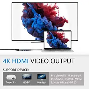 Veggieg USB C концентратор, 7 в 1 USB C адаптер с 4K HDMI, USB 3,0 порты, TF/SD кардридер, и PD для MacBook Pro //