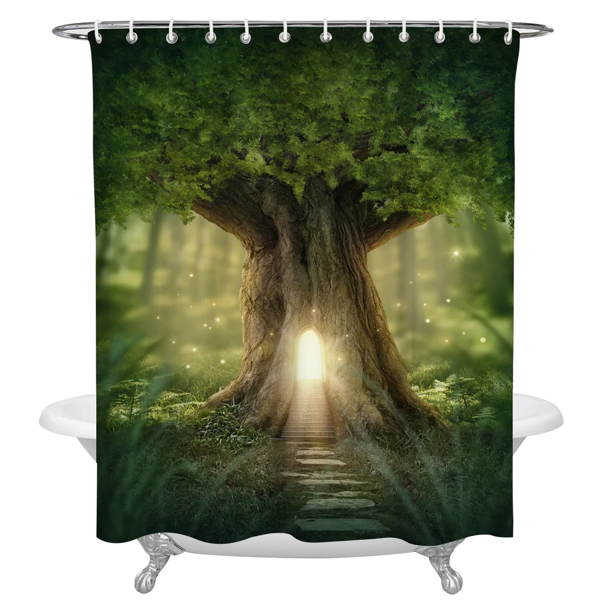 Занавеска для ванной из полиэстера с изображением леса и растений в джунглях |