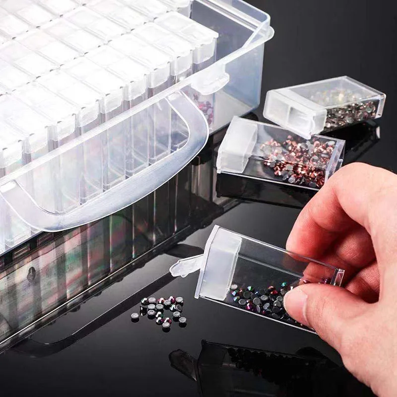 Diamond Painting Storage Box with 64 Grids Portable Bead Storage Container 5d Diamond Embroidery Accessories Tools