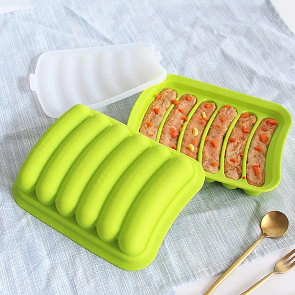 DIY колбаса делая прессформы силикона бургер хот дог производитель с 6 полости