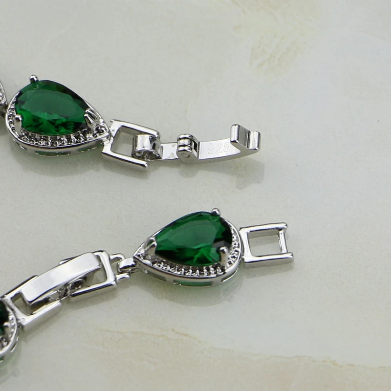 Mytic Dorp Green CZ White Zircon Sterling Silver Jewelry Charm Bracelet Christmas Gifts For Women Free Gift Bo