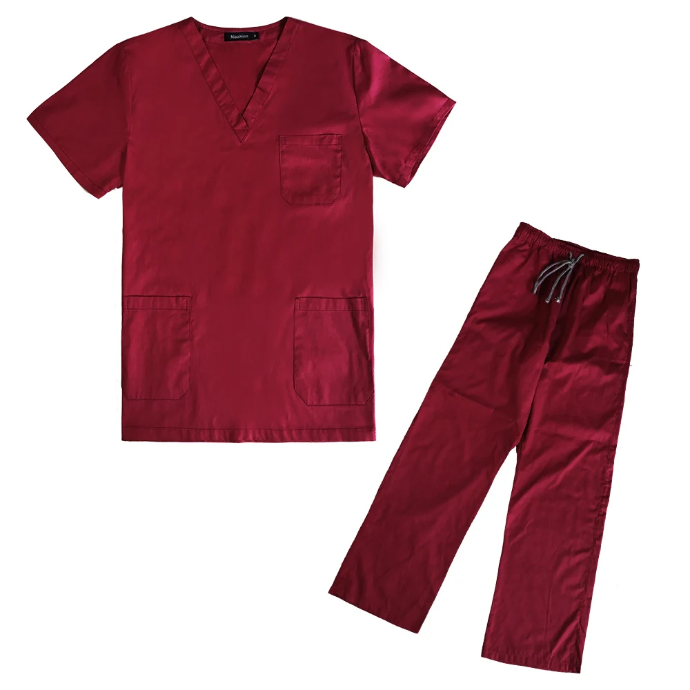 Женская мода Скраб Набор доктор униформа медсестры с эластичной шнуровкой брюки хирургические скрабы медицинская форма медсестры медицинская одежда