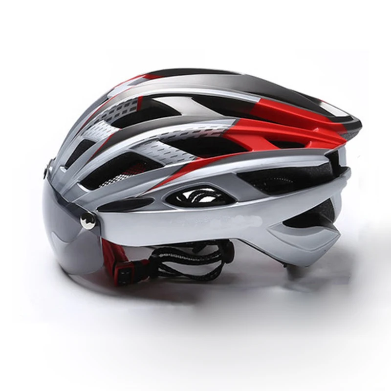

Safety Bicycle Helmet Riding Caps Windproof with Goggles Mountain Road MTB Bike Helmets bicicleta Removable Lens Breathable