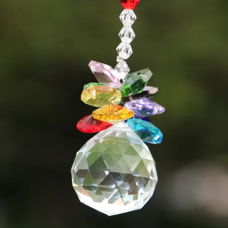 

1PCS DIY Chakra Sun Catcher Crystal Ball Prism Rainbow Octagon Beads Hanging Suncatcher Ornaments