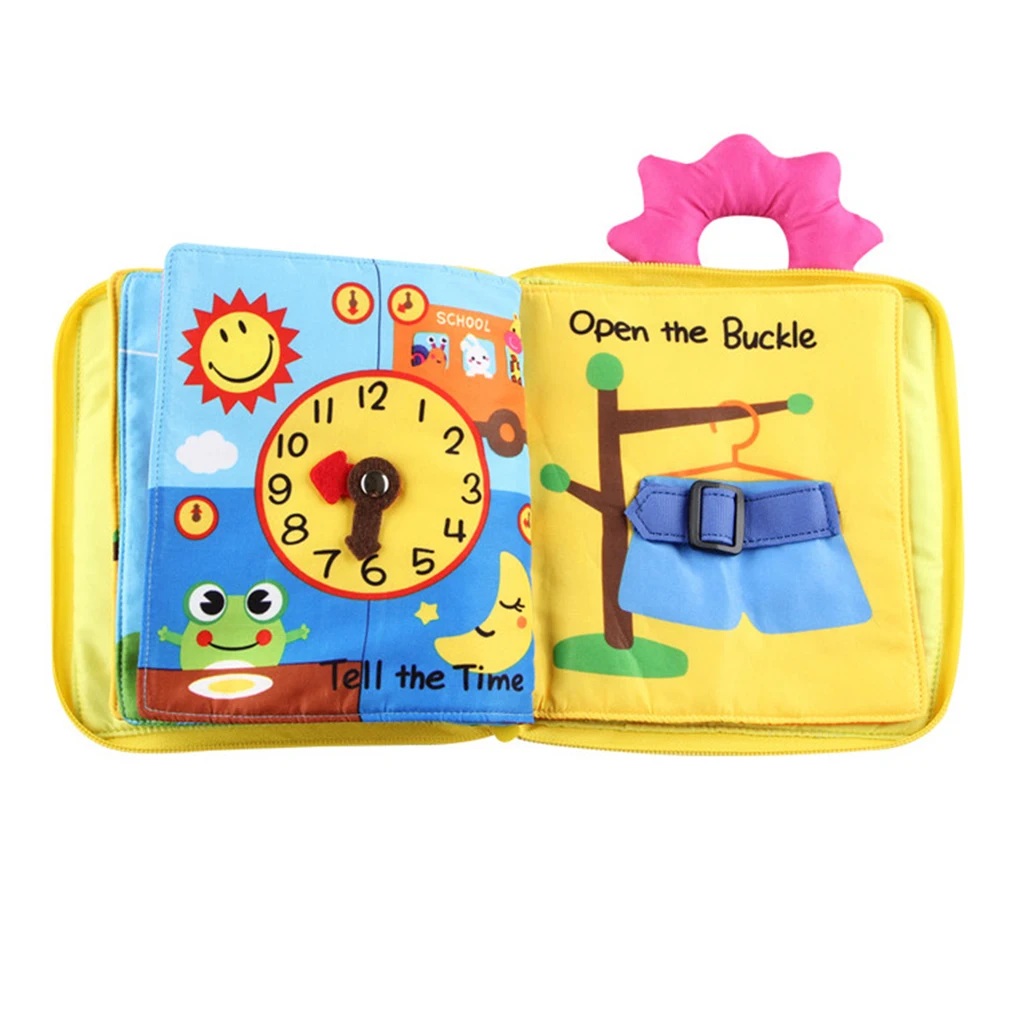 Kids Soft Book Zip Button Buckle Tie Lace Time Basic Skills Learning Toy