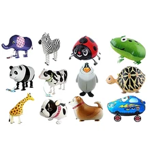 12 шт ходячие воздушные шарики в виде животных День Рождения Декор Дети подарок-в том числе бульдог, жираф, Зебра, слон, панда, корова/