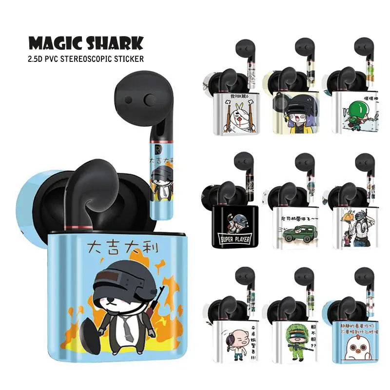 

Magic Shark Dinner Winner Chicken Ultra Thin PUBG PVC Vape Sticker Case Cover for Huawei Freebuds 2/2 Pro Shockproof