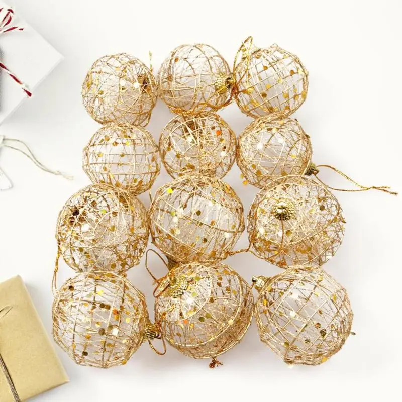 6pcs Xmas Tree Gold Scales Ball Baubles Hanging Party Ornament Home Pendant