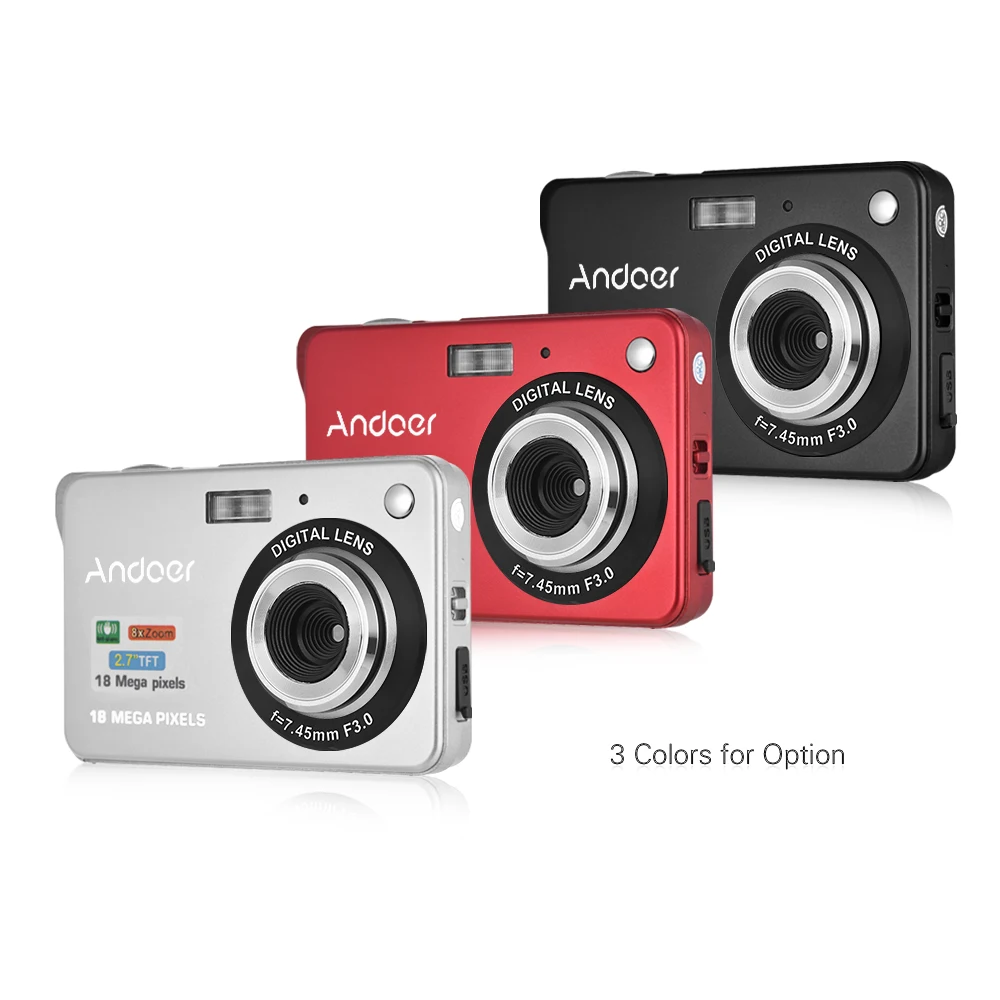 

3 Colors 18M 720P 2.7inch LCD Digital Camera Video Camcorder Rechargeable Batteries 8X Digital Zoom Kids Christmas Gift