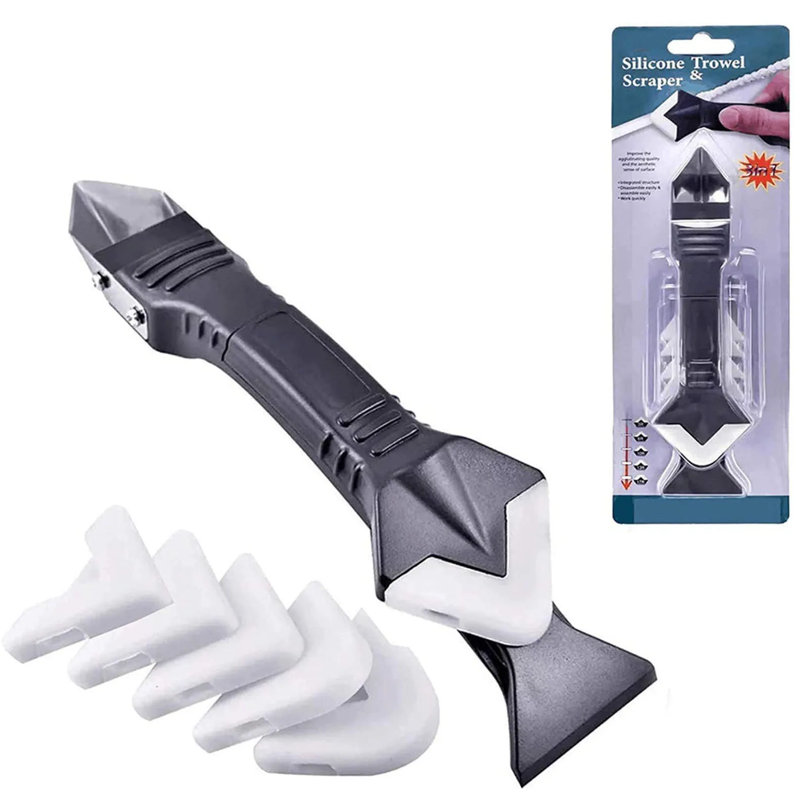 5 In1 Silicone Remover Caulk Finisher Sealant Smooth Scraper Grout Kit Tools With Seam Tape Plastic Hand Set Accessory | Дом и сад