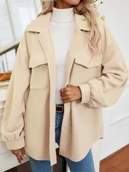 2021 Fall/Winter Cardigan Lapel Fleece Jacket Women's Loose Casual Commuter Sweater