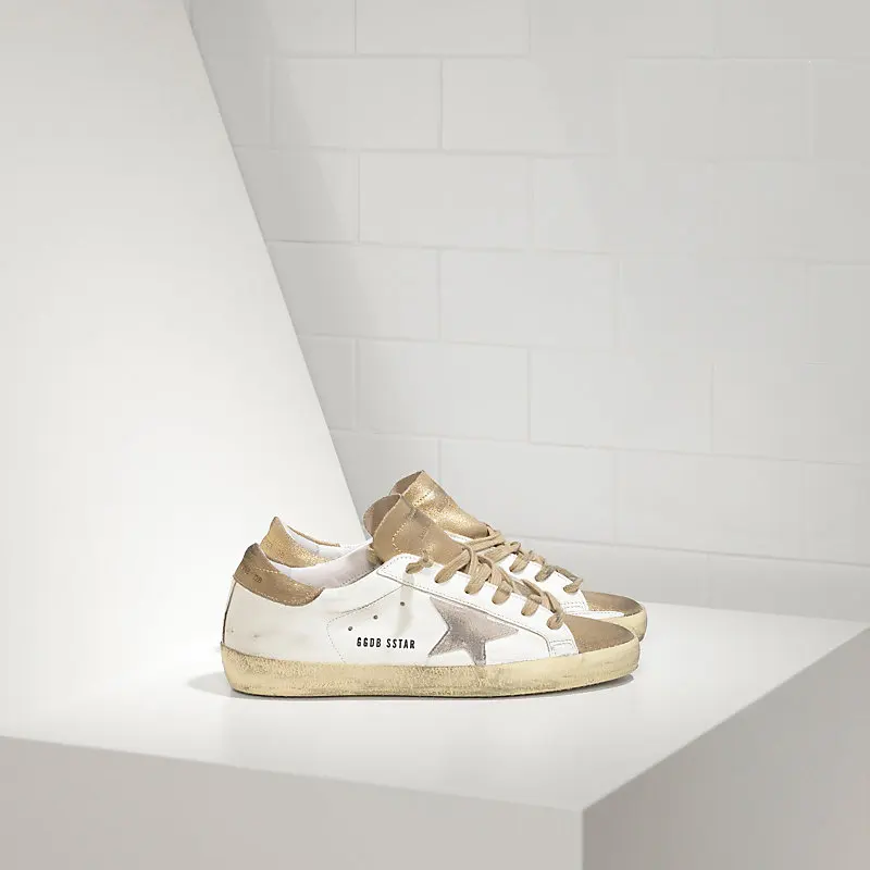 Кроссовки ggdb SUPER STAR in Pelle e Stella in Camoscio, цвет золотой, белый, замша STA - Цвет: 1