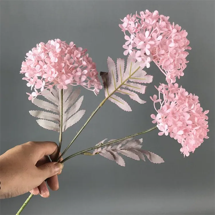 Розовый 10Pcs Fake Retro Hydrangea(3 heads/piece) 24.41" Length Simulation Dandelion for Wedding Home Decorative Artificial Flowers - Цвет: Розовый
