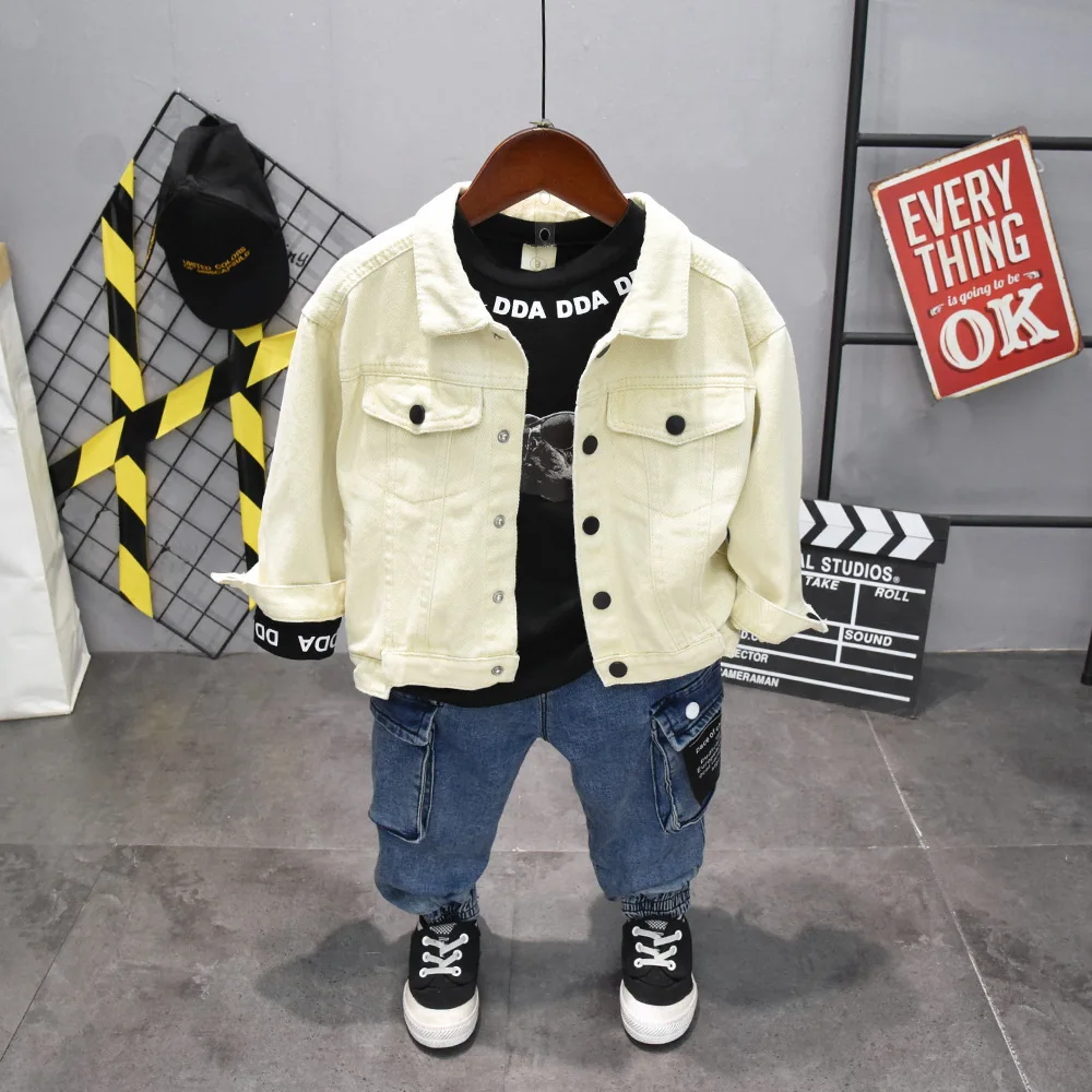 Kids Clothes New Boy Clothing Sets boys Letter Denim jacket+ T-shirt+ jeans 3PCS Sets Boys Clothes Children Clothes 2-6years