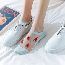 Женские повседневные летние модные Прозрачные шелковые короткие носки с фруктовым принтом L0819