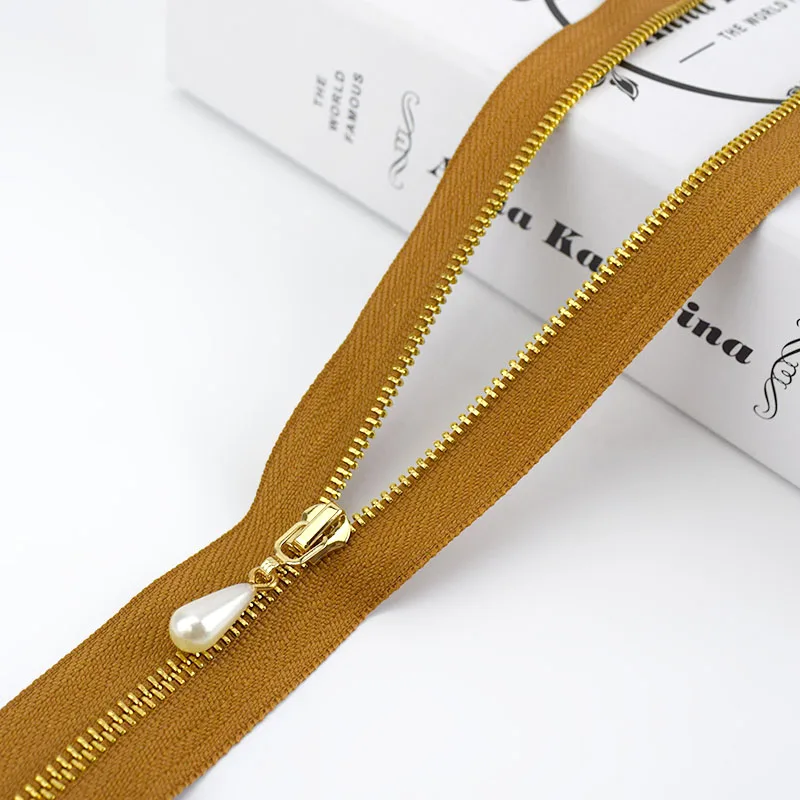 Brown Meetee 2/5 шт. 40-70 см 3# металлическая молния с открытым концом автоматической блокировки Золотая жемчужина слайдер DIY сумки кошелек одежды Декор застежкой-молнией швейная фурнитура - Цвет: Brown