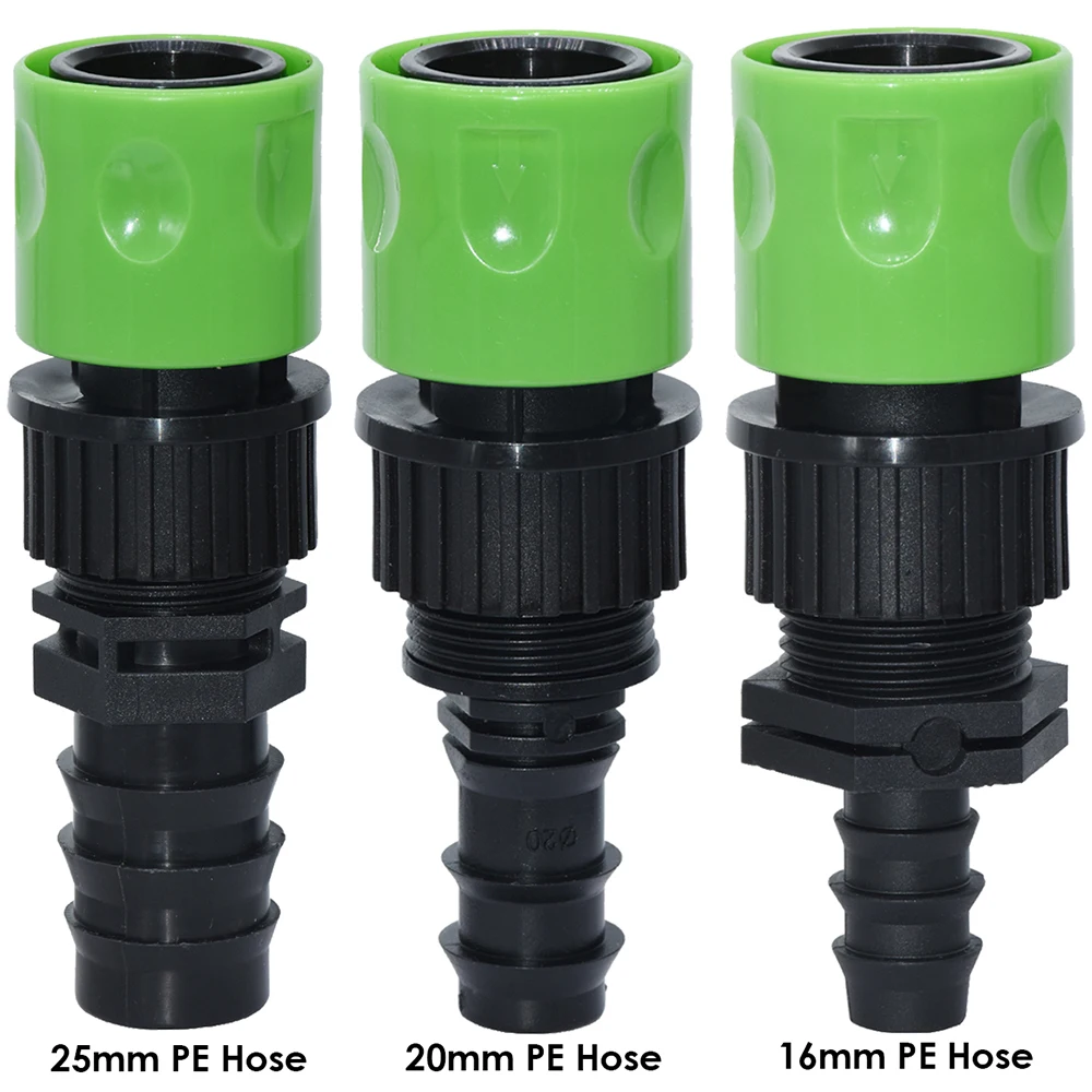 Raccord rapide pour tuyau d'eau de jardin de 16mm, 20mm, 25mm, PE, 3/4 '',  adaptateur de robinet, raccord pour serre d'arrosage, 1 pièce