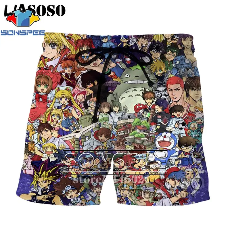 Хаки SONSPEE, 3D принт, аниме, Inuyasha, мужские, женские, дышащие, пляжные шорты, летние, для фитнеса, штаны, повседневный стиль, качественная спортивная одежда, D06 - Цвет: Хаки