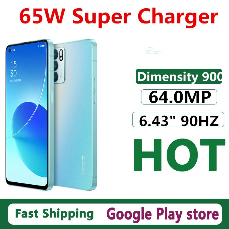 Новый Oppo Рено 6 5G сотовый телефон с двумя слотами sim-карты отпечатков пальцев 43