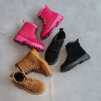 

Kids Martin Boots 2020 New Winter Short Boot Fashion Children Lace-up Warm Motorcycle Boots For Kid Boy Girls