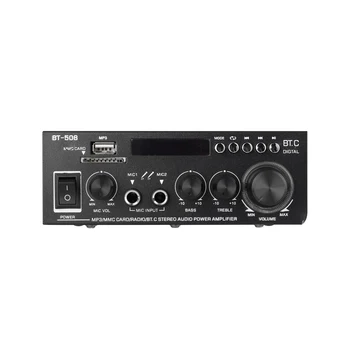 

Mini Power Amplifier Audio MP3 Player FM Radio BT Digital Audio Receiver LCD Display Dual Microphone Input Bluetooth Amplifier