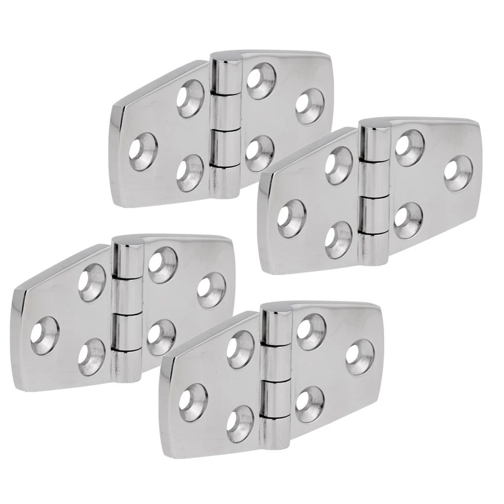 4 Pieces High Polished 316 Stainless Steel Strap Hinge Door Hinge Flush Mount Deck Hardware for Marine Boat Yacht RV Caravan