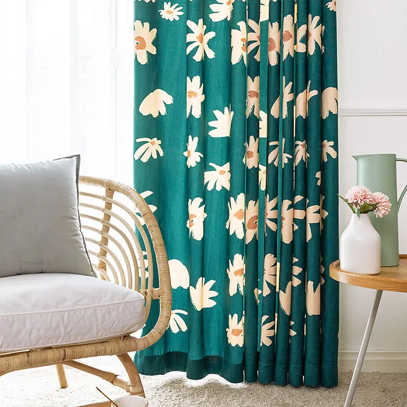 B-1PC Cloth Curtain RZCortinas Winow занавес гостиная полузатемняющие занавески с цветочным принтом скандинавские зеленые розовые шторы оригинальные дизайнерские жалюзи - Цвет: B-1PC Cloth Curtain