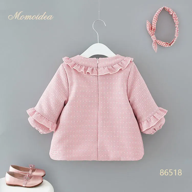 Momoidea детская одежда; коллекция года; сезон осень-зима; стиль; пальто для девочек с рукавами-фонариками; детская одежда с начесом и толстой хлопковой подкладкой