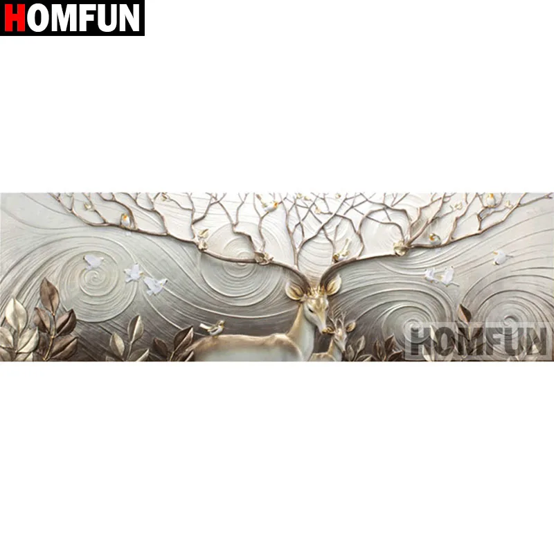 

HOMFUN 5D DIY Diamond Painting Full Square/Round Drill "Animal elk flower" 3D Embroidery Cross Stitch gift Home Decor A27053