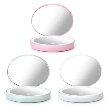

Mini Make Up Mirror Double-sided Makeup Mirror With Lamp USB Light Mirror Portable Vanity Mirror Smart Induction LED Mirror