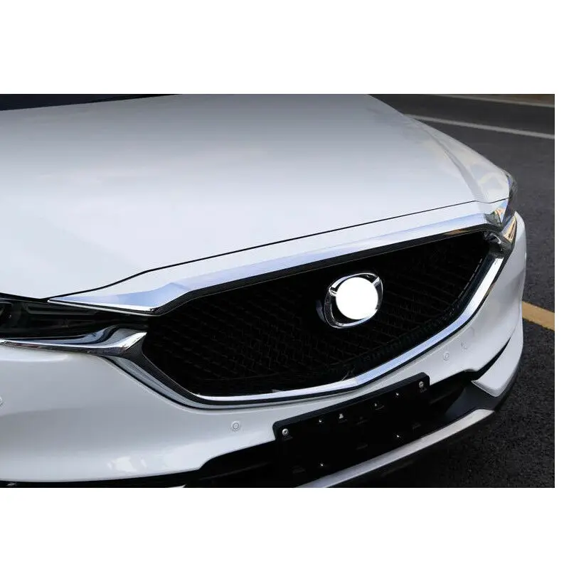 1pcS Chrome Front Grill Grille Engine Hood Cover Trims For Mazda CX-5- Car modification Car accessories