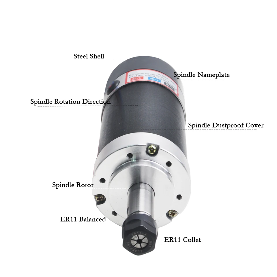 Шпиндель с воздушным охлаждением 500 Вт бесщеточный фрезерный мотор фрезерный станок с ЧПУ шпиндель ER11/ER16 цанговый 55 мм зажим Монтажный кронштейн для гравера