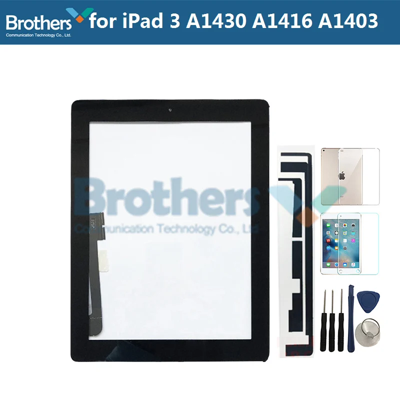 9,7 для iPad 3 A1416 A1430 A1403 сенсорный экран дигитайзер Сенсорная панель Замена планшета для iPad 3 экран с домашней кнопкой - Цвет: Black Full Gift