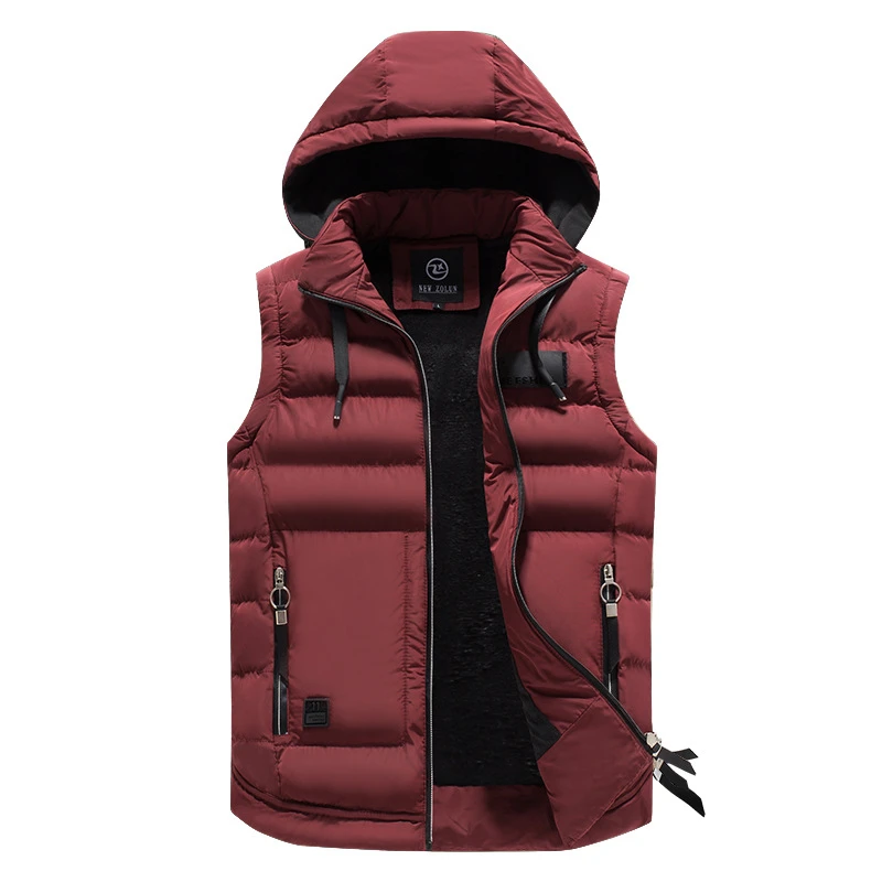 Мужской утепленный жилет без рукавов теплая флисовая куртка с капюшоном на весну