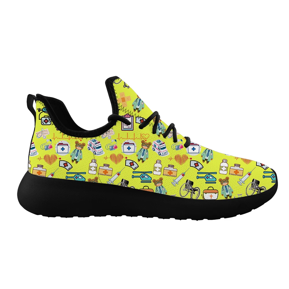 

Colorful 3D Cartoon Pill Custom Pattern Trainers Women's Light Mesh Doctor Sneakers Summer Ladies Comfort Round Toe Walking Shoe