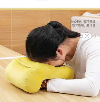 

Office Memory Foam Nap Pillow Lightweight Cotton Portable Multifunctional Travel Neck Pillow Protection Lumbar Siesta Pillow