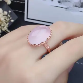

Natural And Real Rose Quartz Ring Wedding Engagement Rings for Women 925 sterling silver Ring