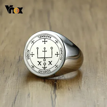 

Vnox Archangel Raphael Sigil Divine Healer Custom Mens Ring Stainless Steel God Heals Band Chunky Signet Ring Anti Allergy