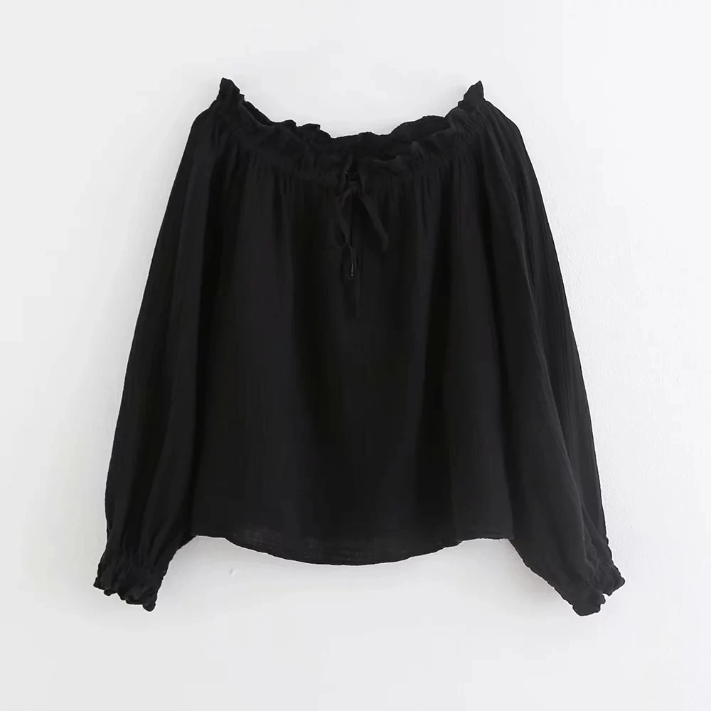 Увядшие blusas mujer de moda Англия простой сплошной искусственный шелк хлопок slash шеи соблазнительное кимоно блузка женские топы и блузки