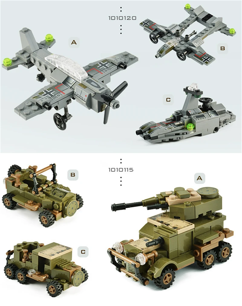 1061PCS Tank Building Blocks Toys Mini figures Vehicle Aircraft Boy Educational Block Military Compatible LegoINGlys Bricks (13)