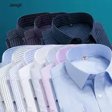 Новая модная мужская деловая Повседневная рубашка с длинными рукавами, приталенная Классическая полосатая мужская деловая одежда, рубашки 4XL 5XL